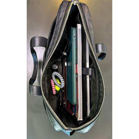 Coach F11319 Hamilton Pebbled Leather Briefcase Laptop Commuter Bag - Graphite - Picture 6 of 8